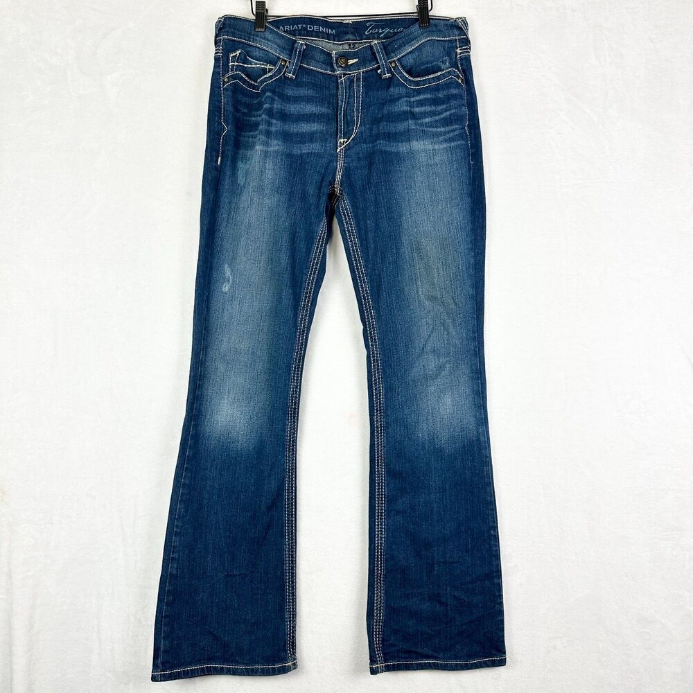Ariat Women's Boot Cut Jeans Size 31 Western Contrast Stitch Rodeo Mid Rise